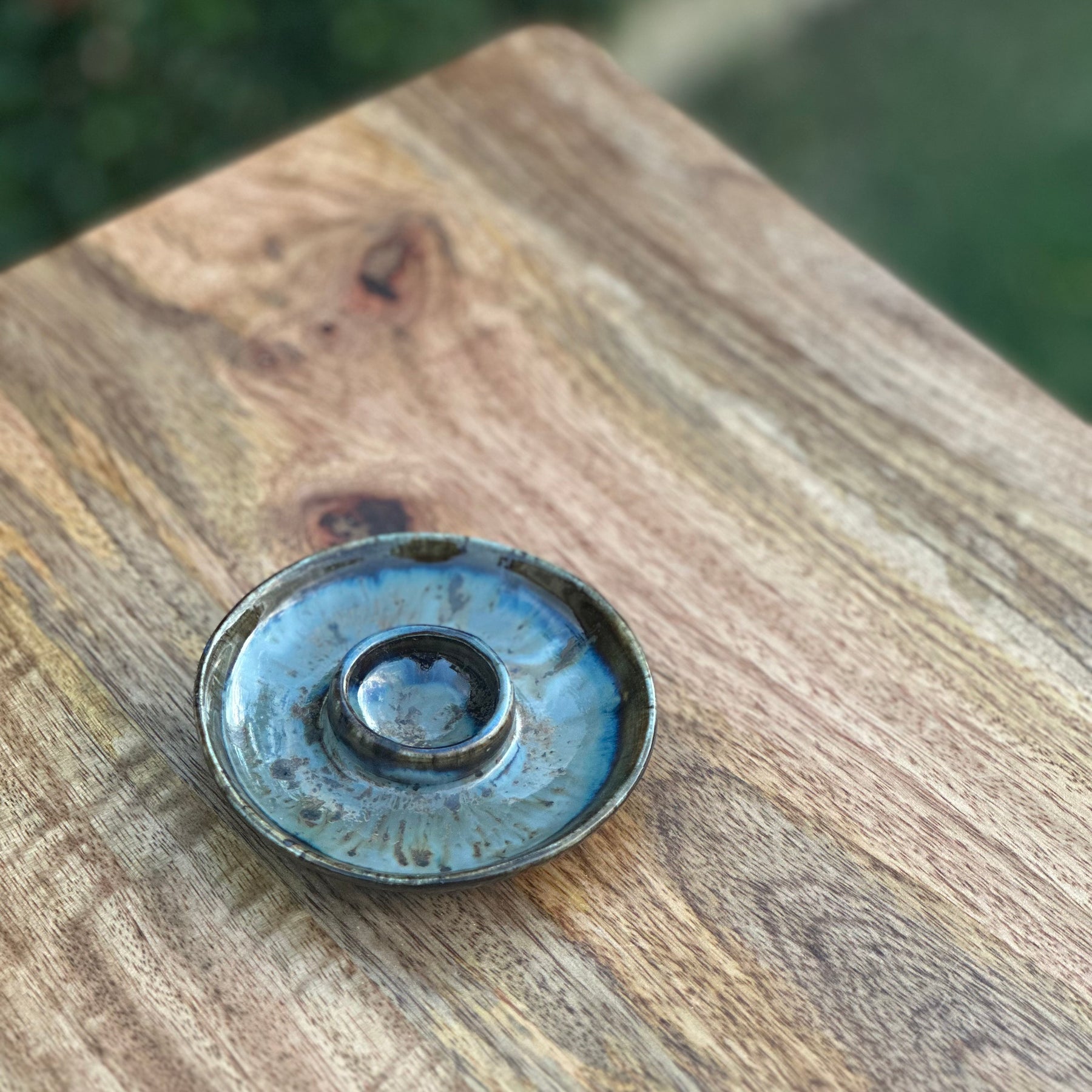 Ceramic Candle Dish | handmade beeswax candle