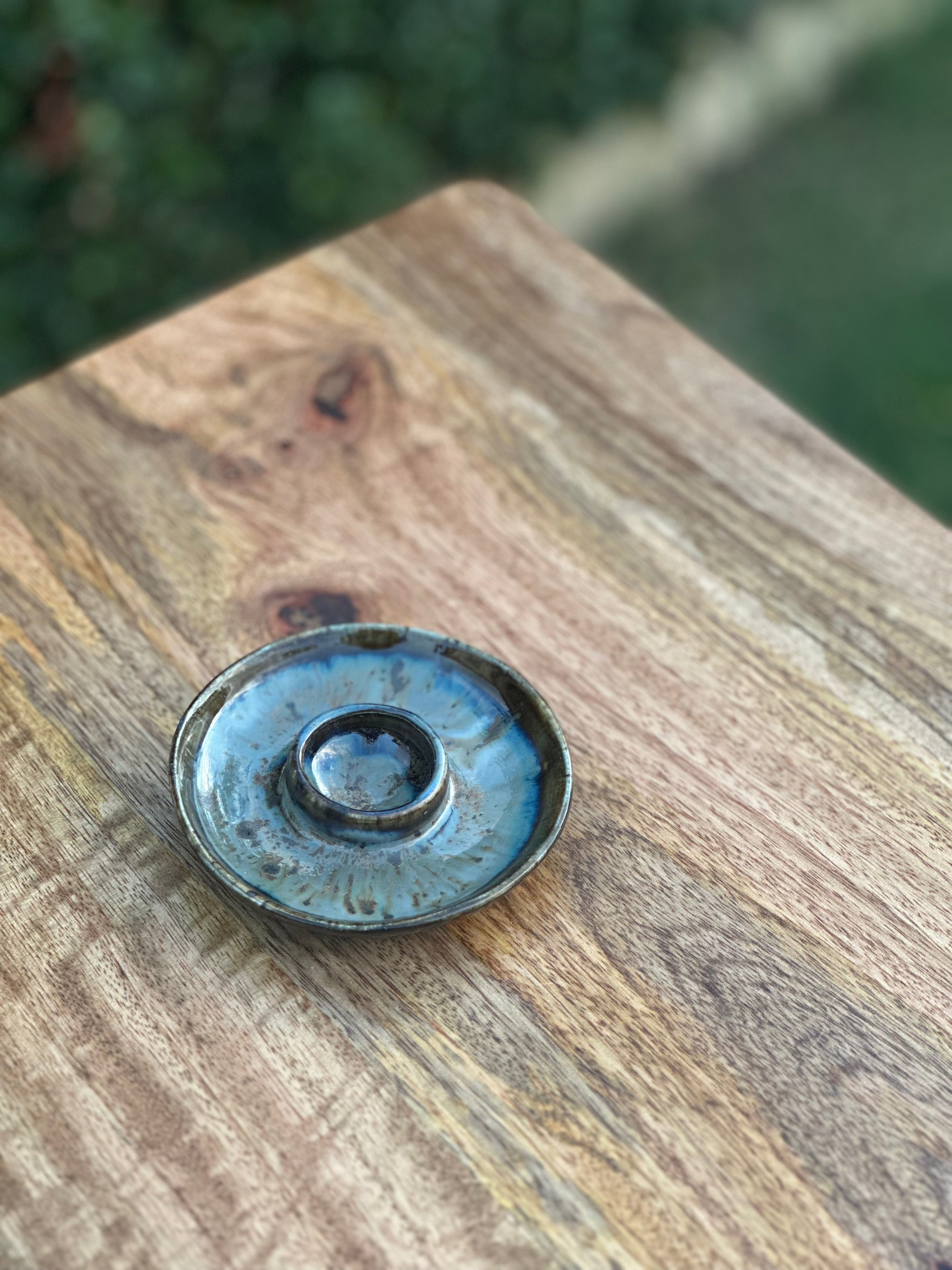 Ceramic Candle Dish | handmade beeswax candle