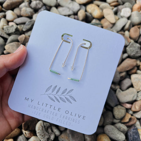 Handmade Arched beaded earrings in silver | gold