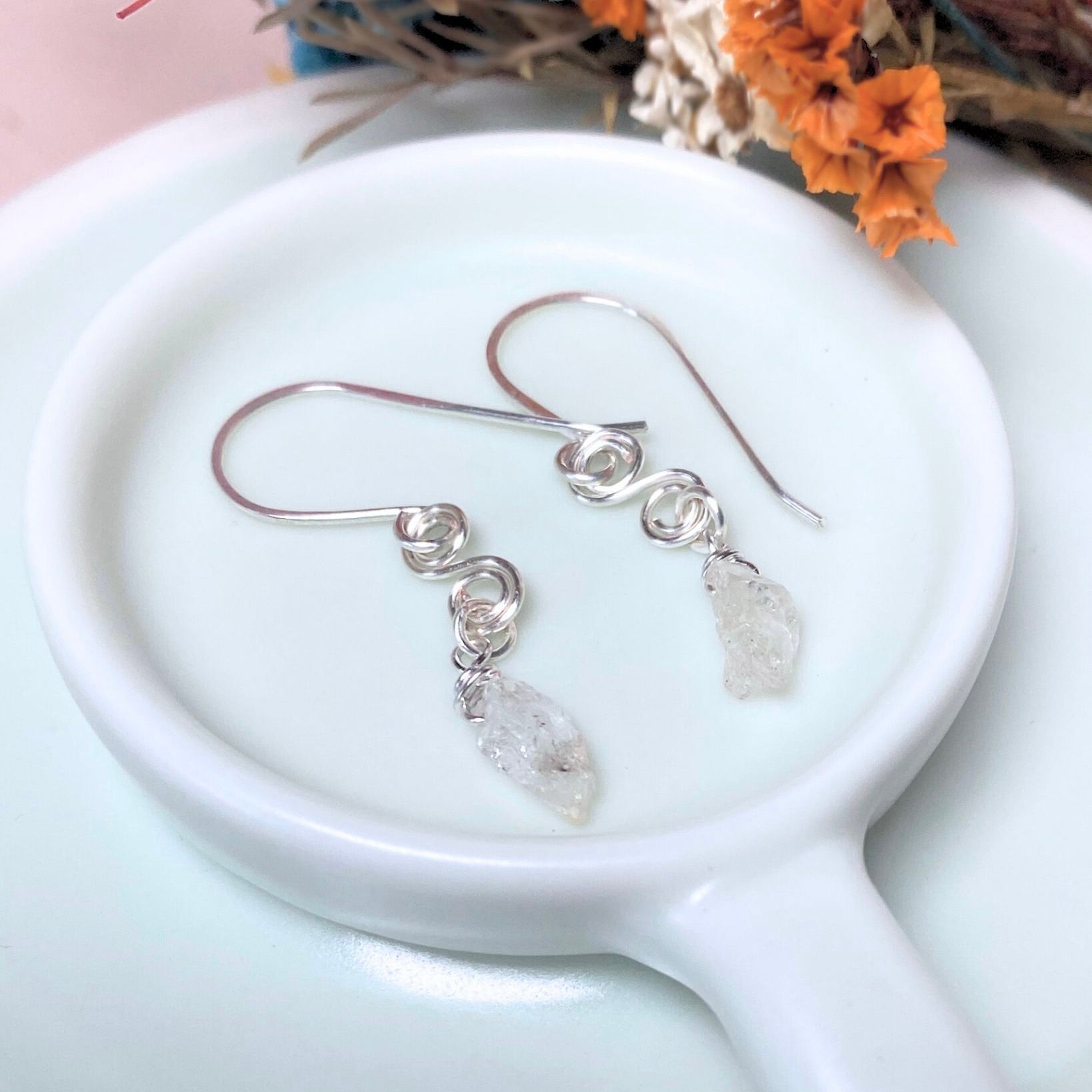Natural Herkimer diamond earrings | Sterling silver | April birthstone | Mothers Day gift