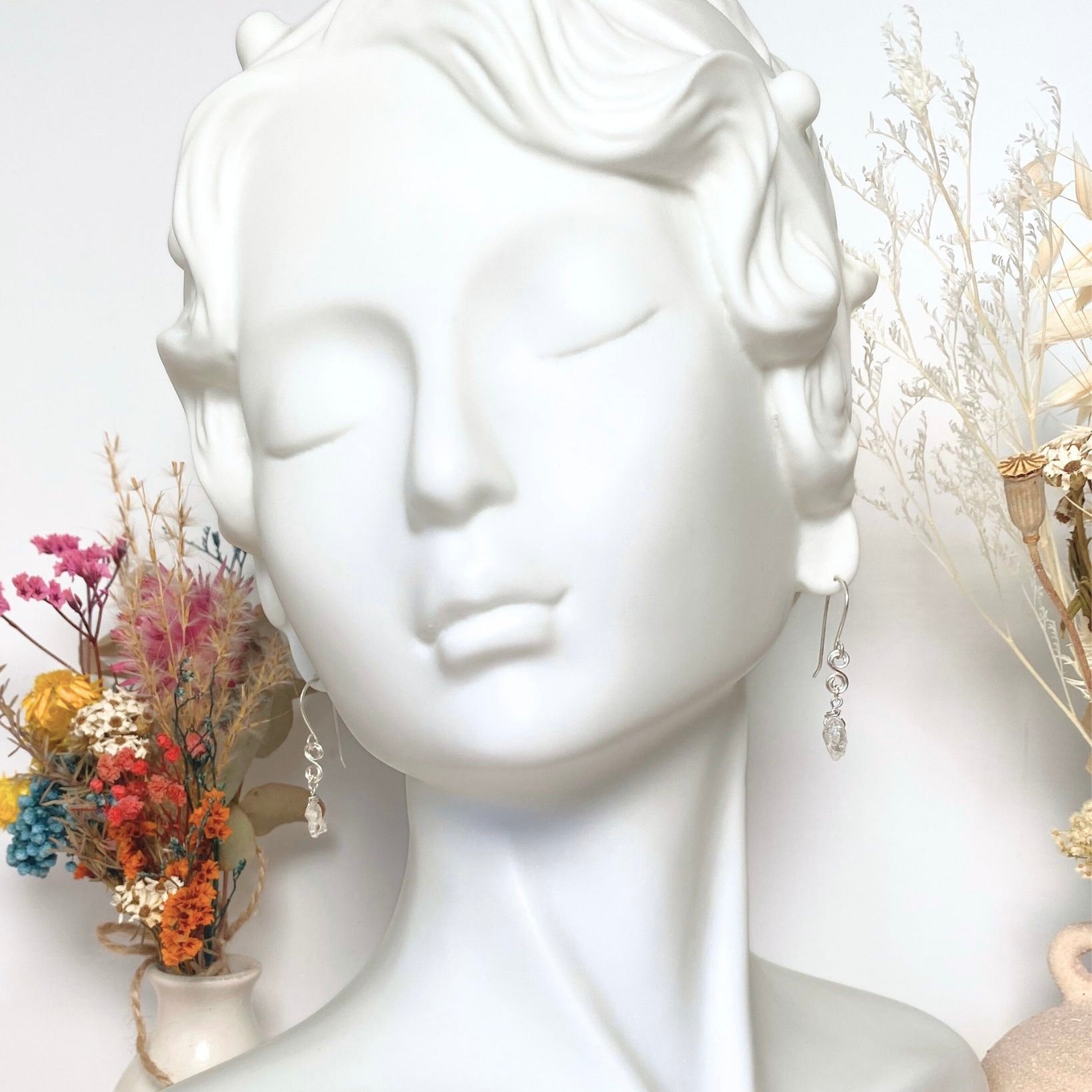 Natural Herkimer diamond earrings | Sterling silver | April birthstone | Mothers Day gift