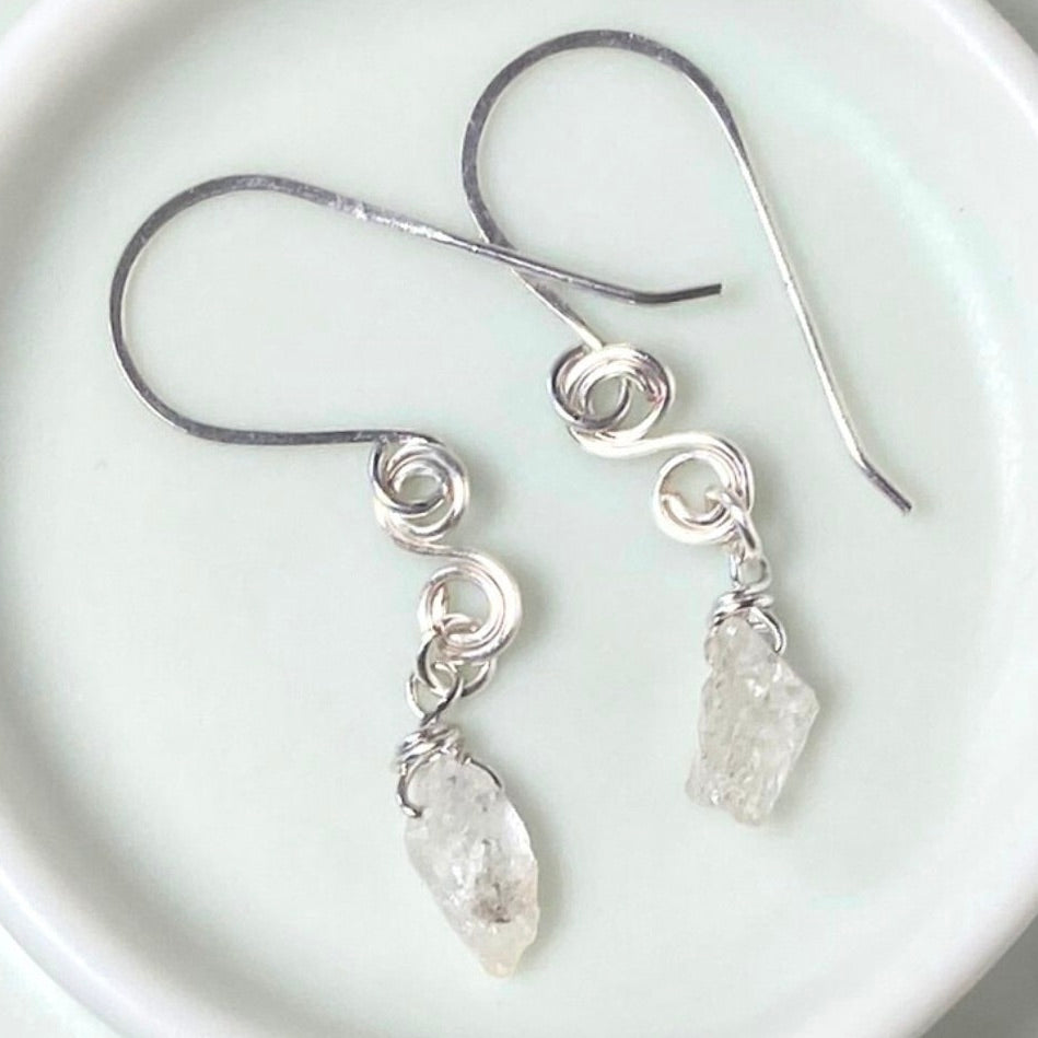 Natural Herkimer diamond earrings | Sterling silver | April birthstone | Mothers Day gift