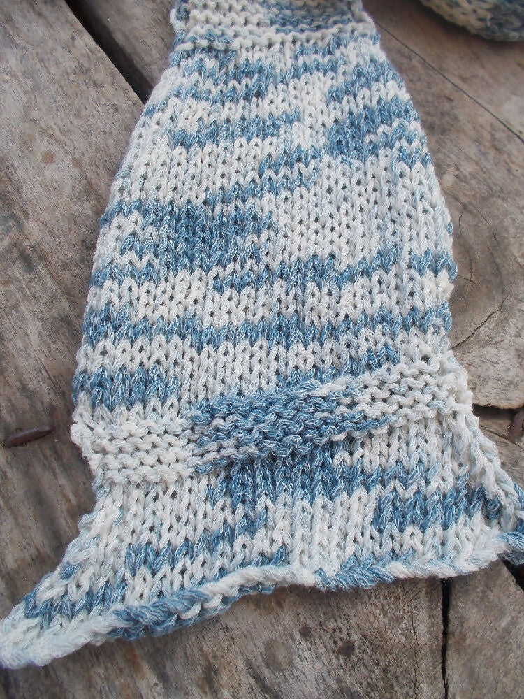 simple knitted summer scarf made from cotton yarn