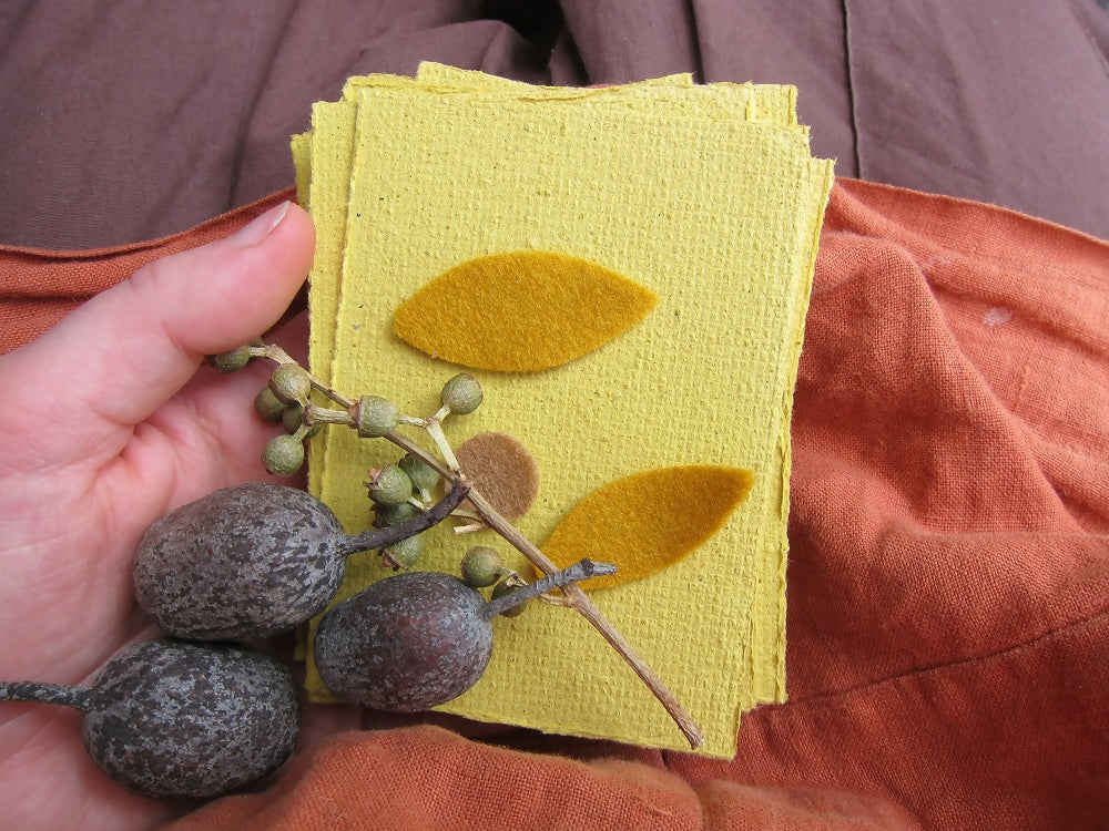 Turmeric Dyed Handmade Paper sheets/ Recycled paper stationery/ A7