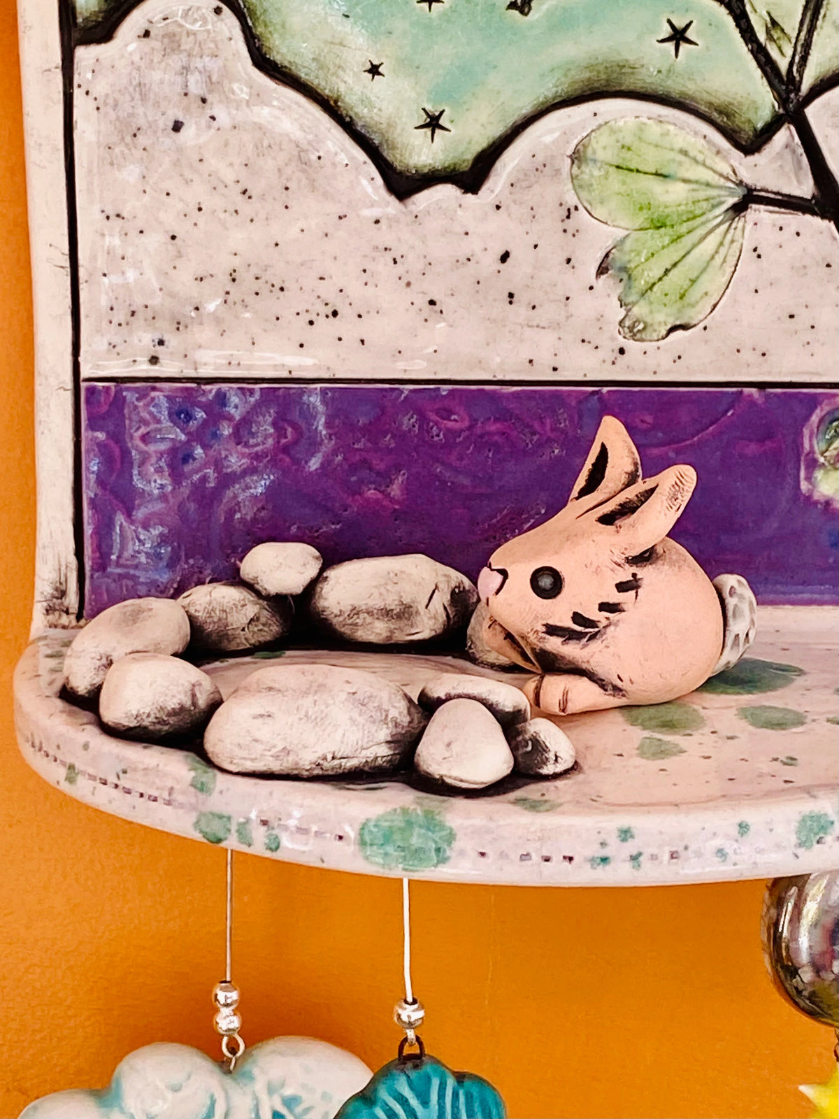 Whimsical Wall Shelf/Shrine/Altar with a Bunny