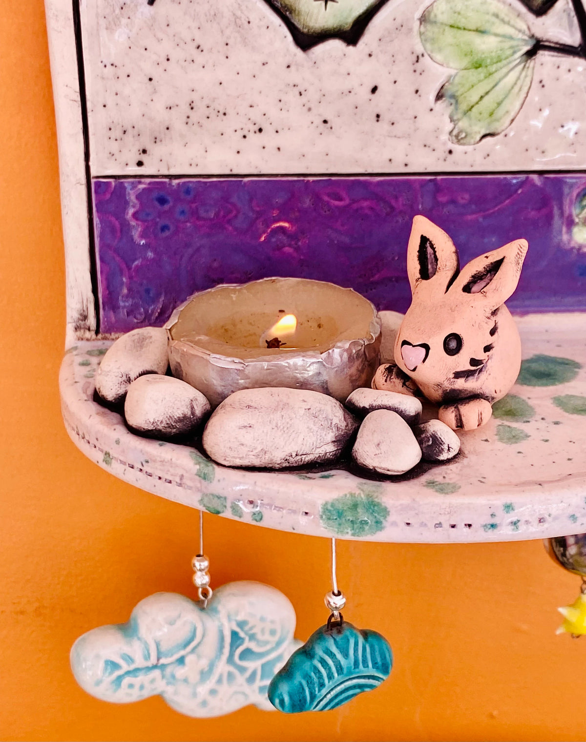 Whimsical Wall Shelf/Shrine/Altar with a Bunny