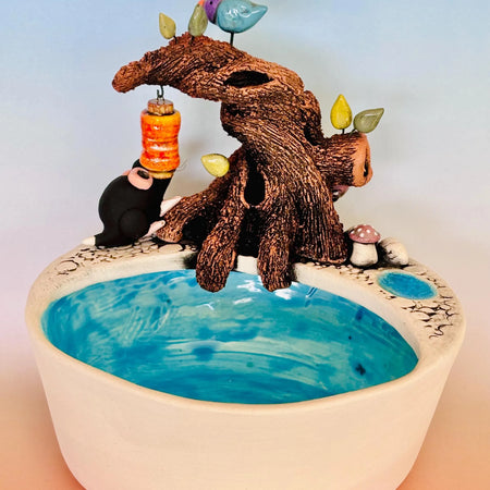 Handmade Earthenware Nature Scene Planter with a Tasmanian Devil