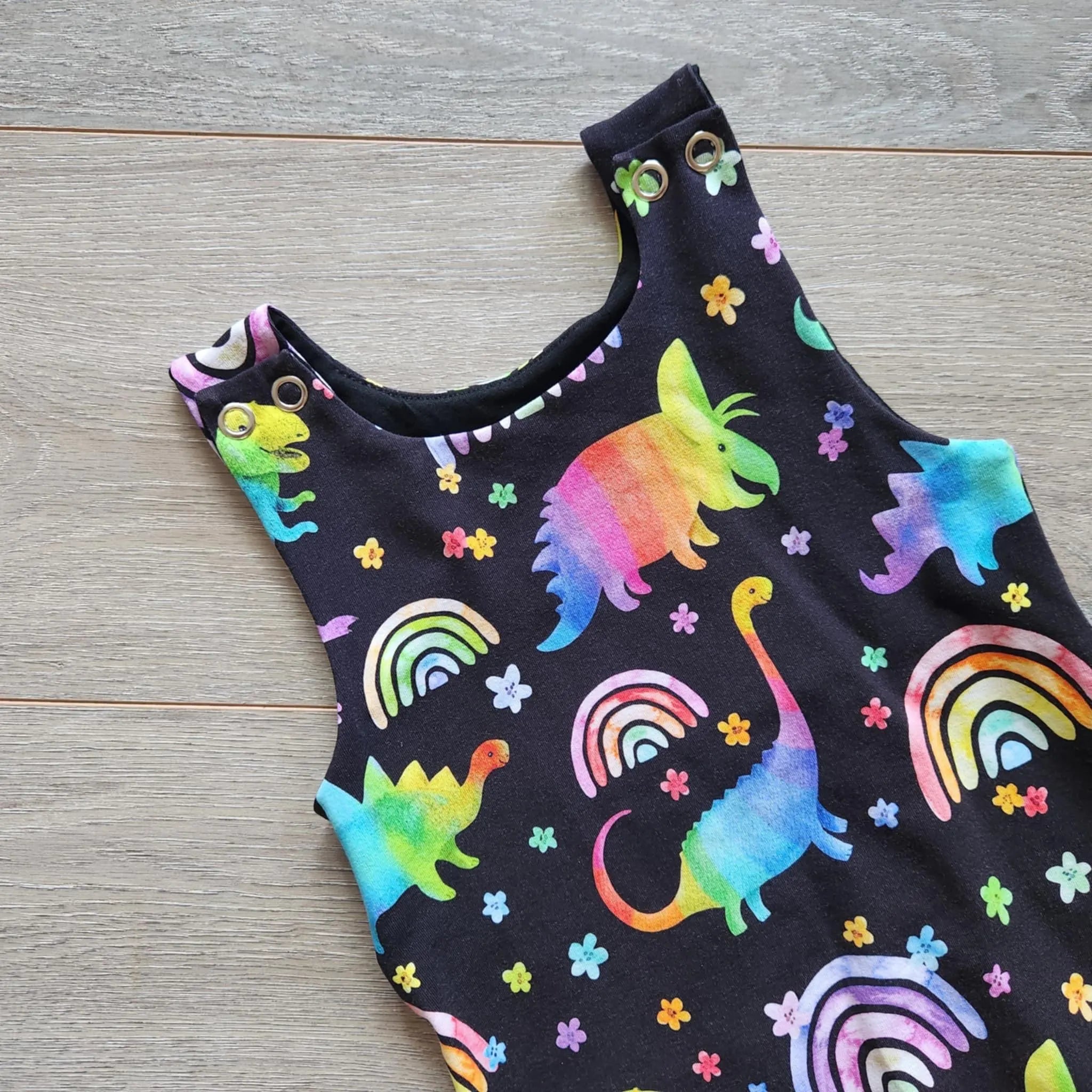 Rainbow Dinosaur stretchy ankle length romper