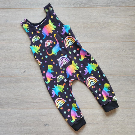 Rainbow Dinosaur stretchy ankle length romper
