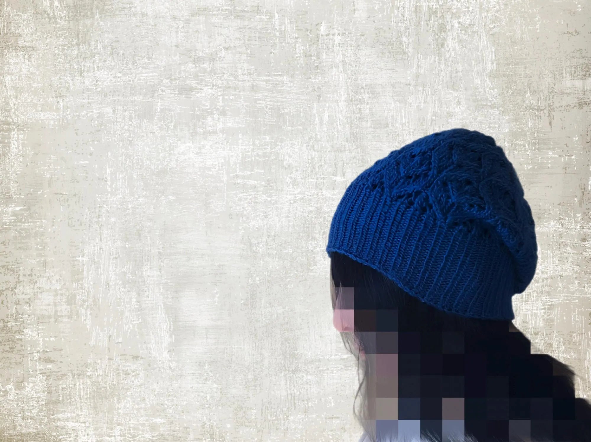 Hand knit Blue Beanie Hat