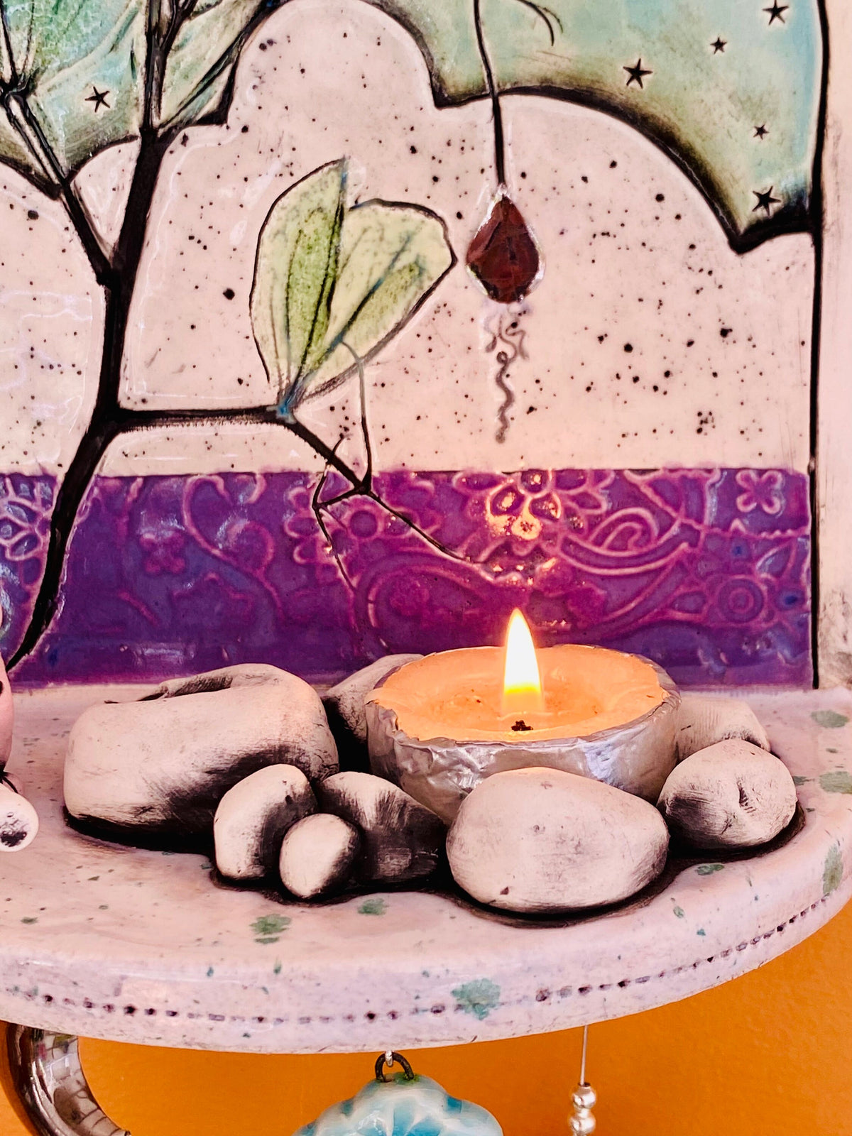 Whimsical Wall Shelf/Shrine/Altar with a Bunny