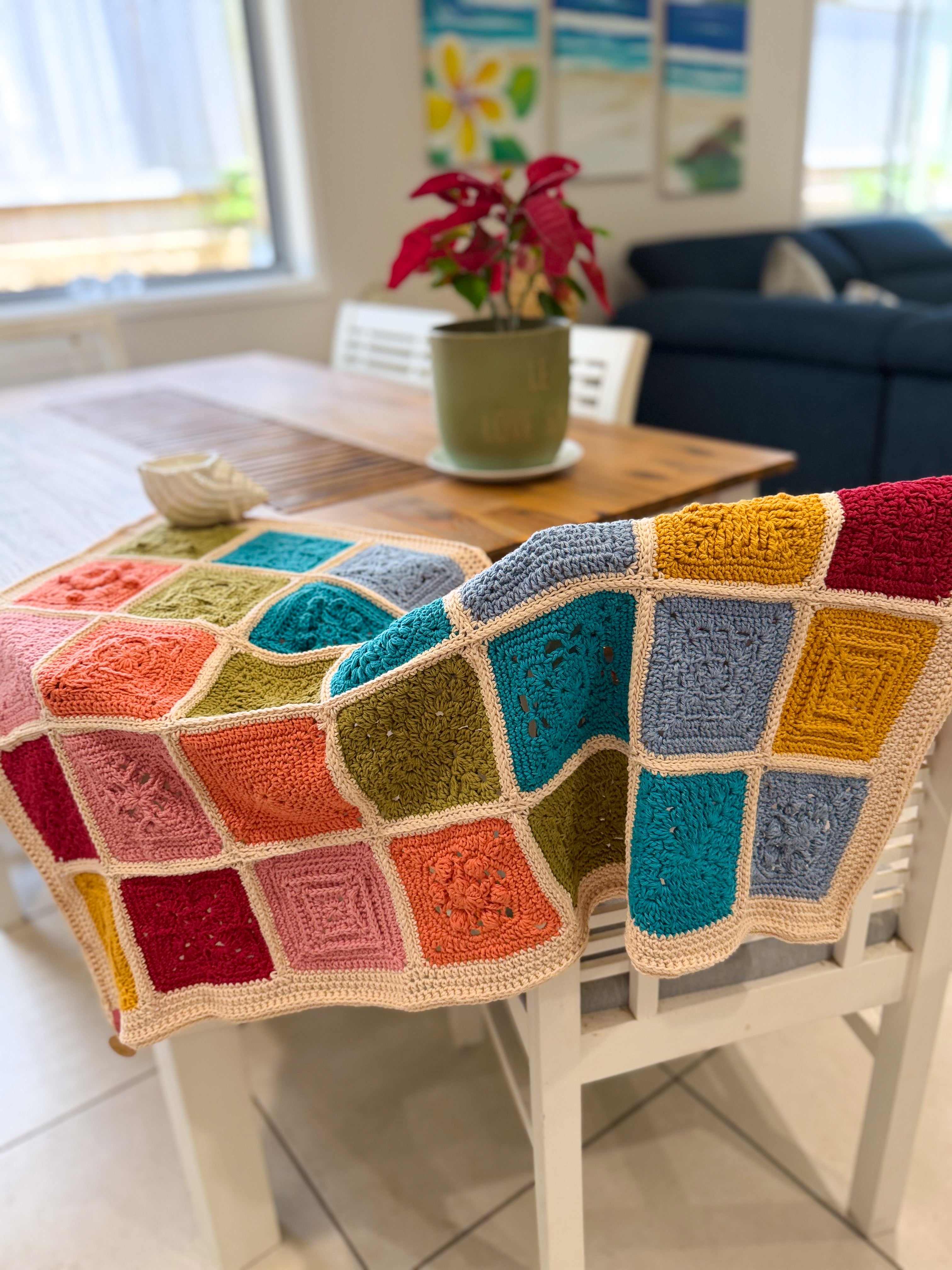 #098 Grannie Square Lap Blanket in Various Colours