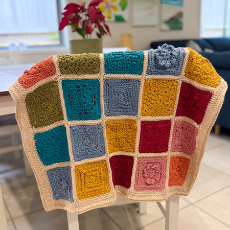 #098 Grannie Square Lap Blanket in Various Colours
