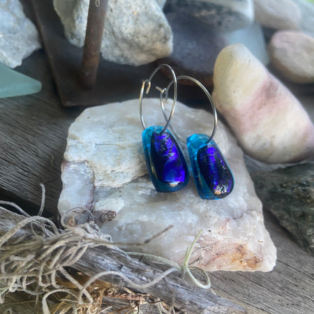 Blue on blue drop earrings