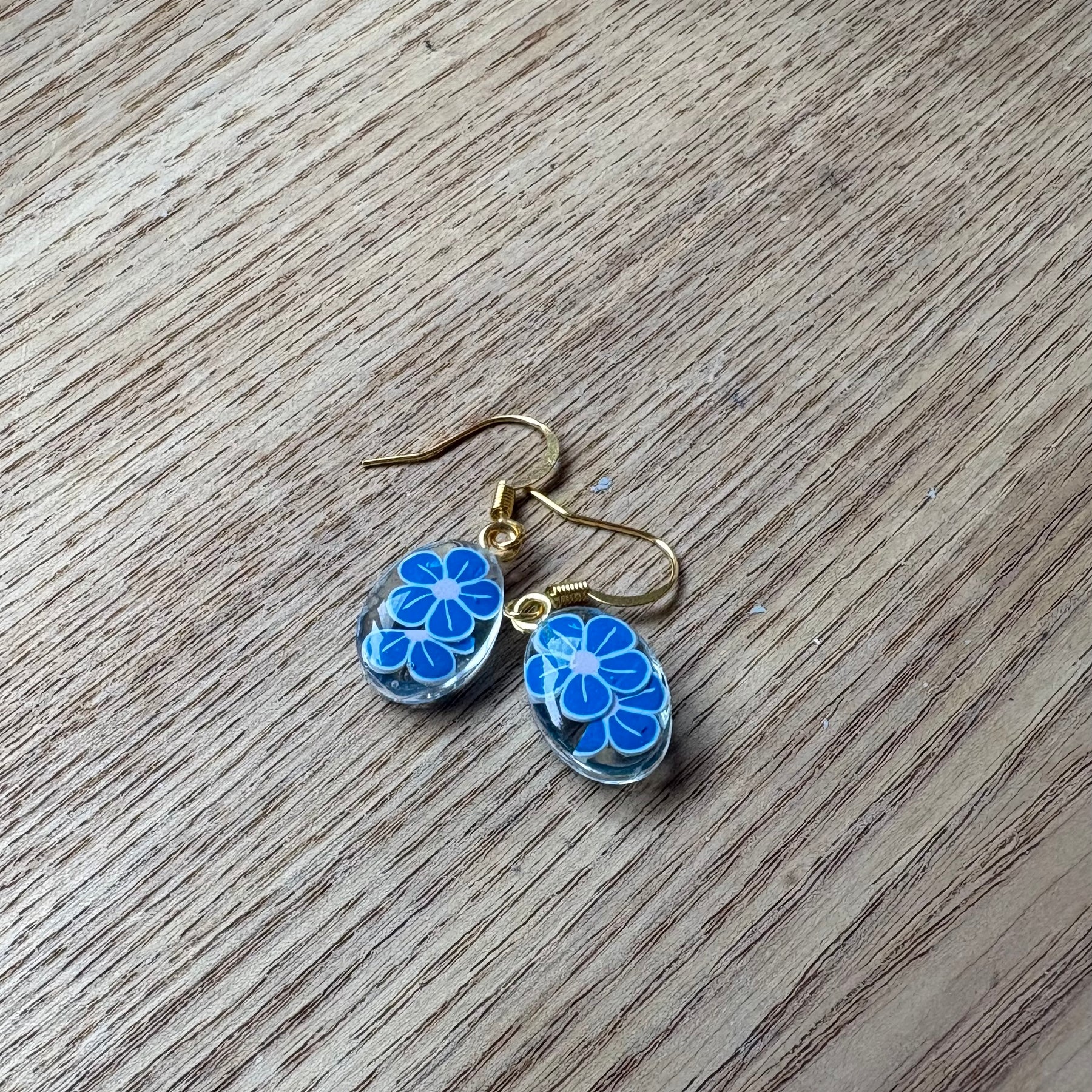 Oval Floral Resin Earrings