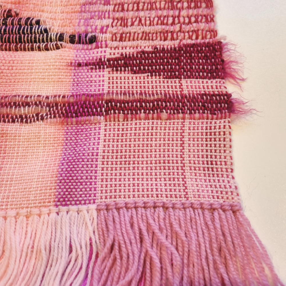 Woven wall art, 'pretty in pink' no.2