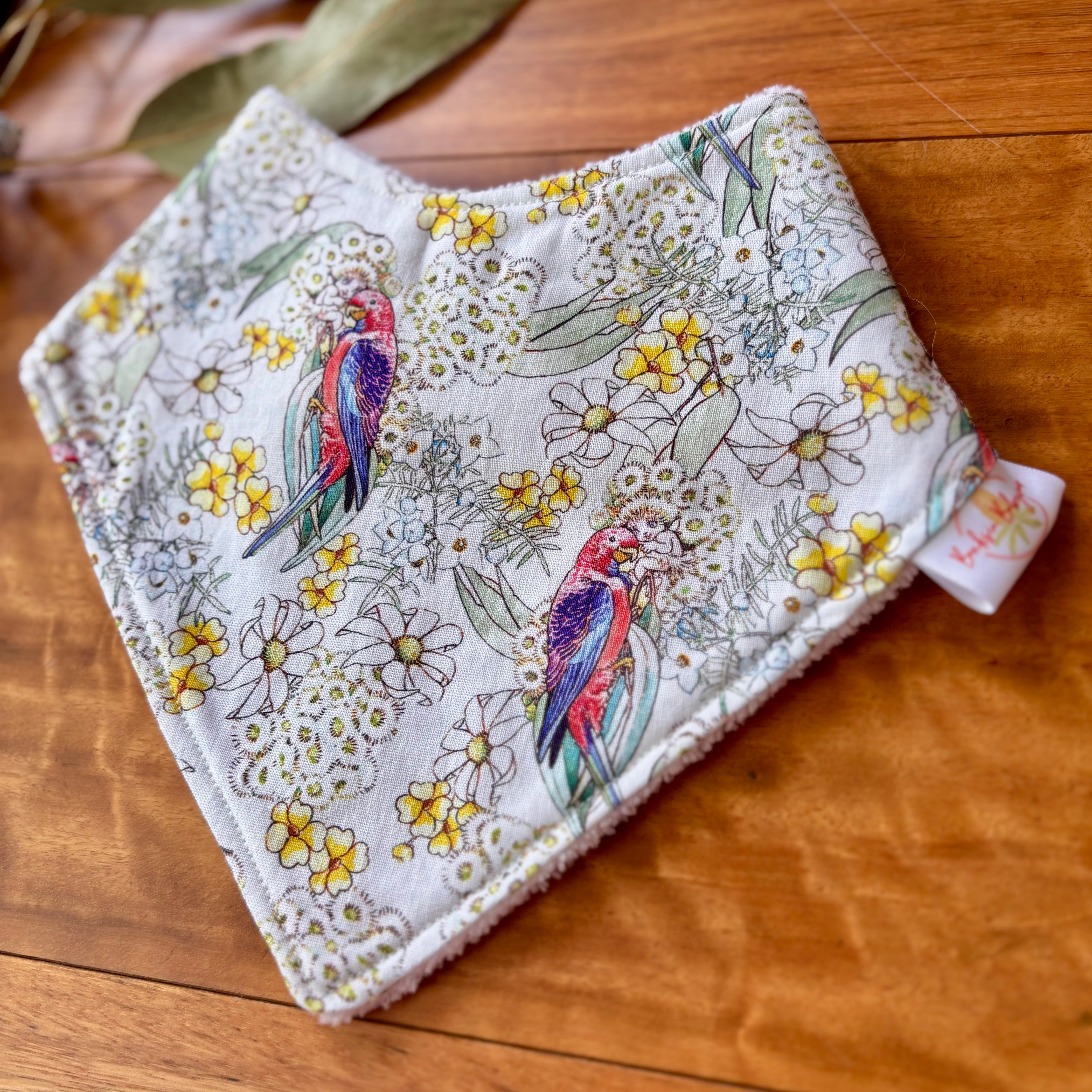 Baby Bib and Burp Cloth Set - May Gibbs Rosellas