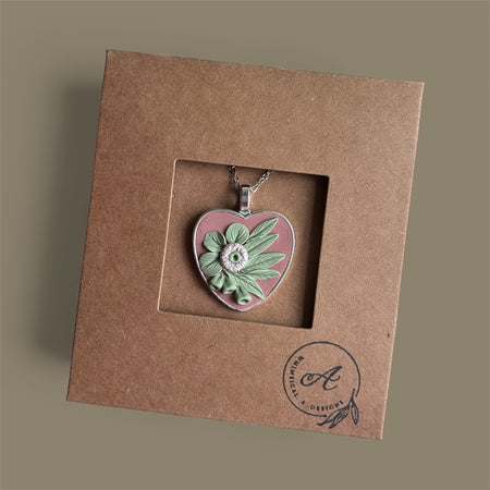 Eucalyptus Heart Pendant Pink