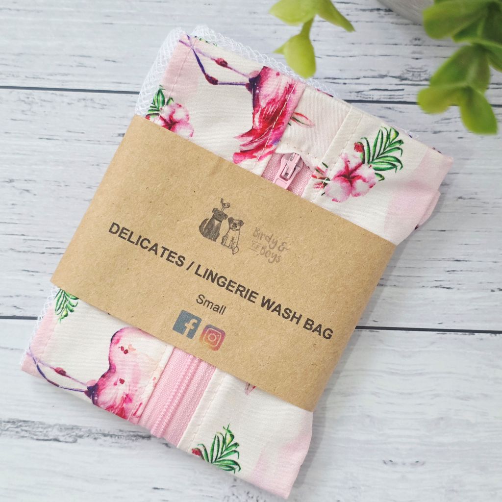 Wash Bag, Small - Lingerie/Delicates, Strawberries or Flamingos or Grevillea