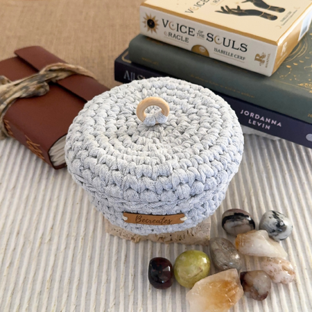 Handmade ritual basket for crystals and New Moon intentions