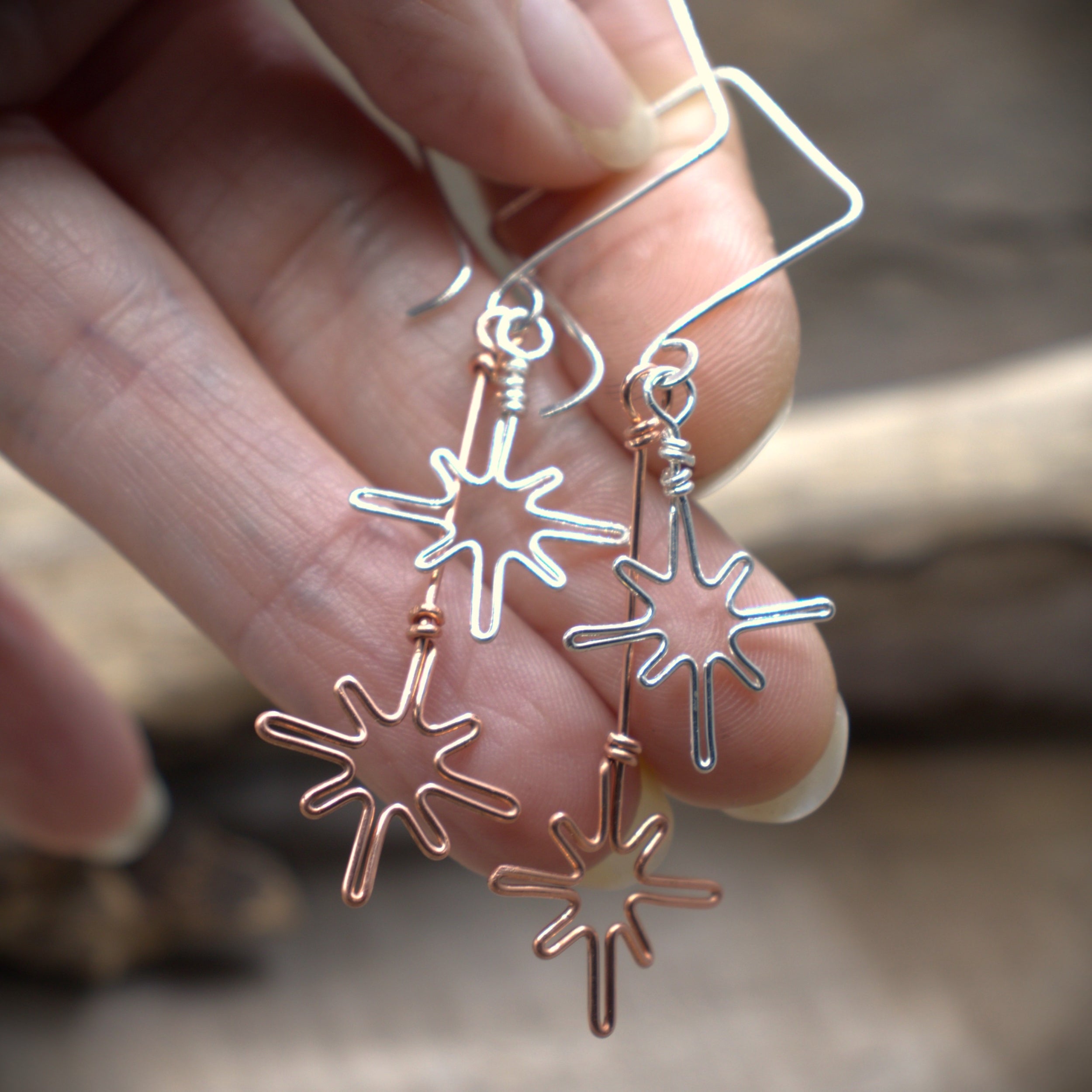 To The Stars Earrings - II | sterling silver and copper