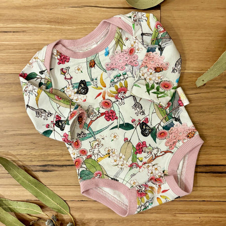 Baby Stretch Body Suit - Pink May Gibbs