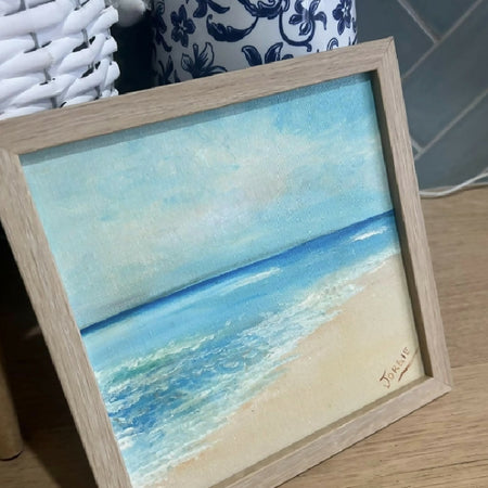 Little acrylic painting framed titled - The Tide