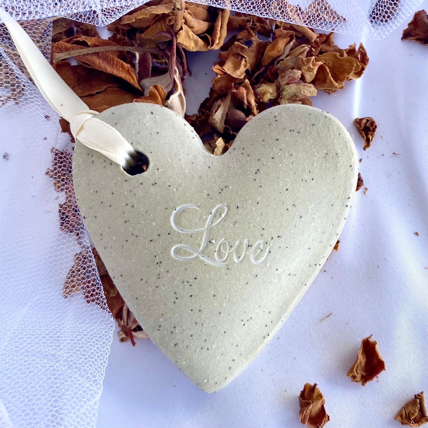 Wedding Keepsake | Hanging Heart | Personalised Bride Gift | Handmade Pottery