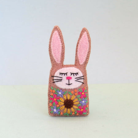 Rabbit Brooch - Wool Felt - Embroidered Bunny