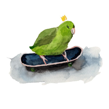 birb on a board - art print