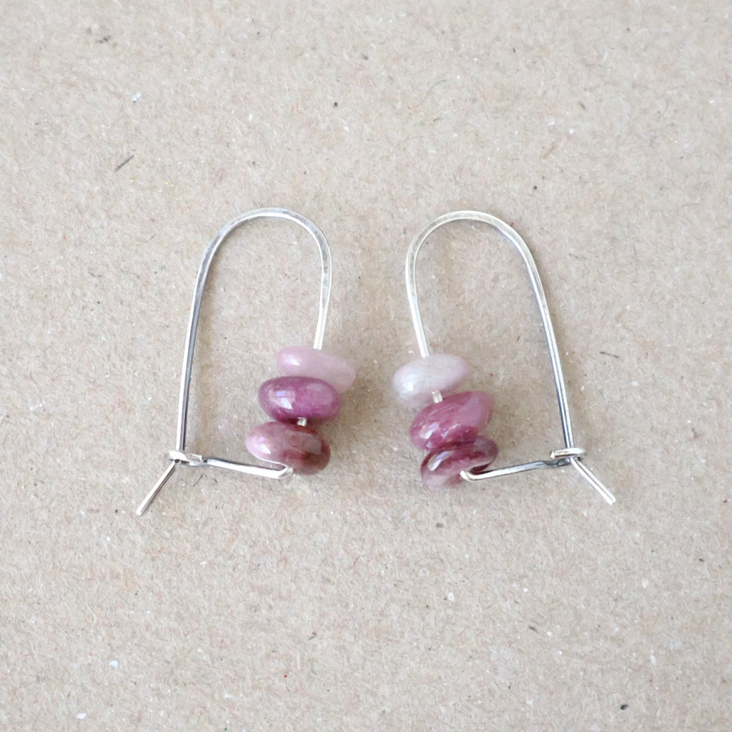 Handcrafted Ombre Pink Tourmaline Earrings - October Birthstone