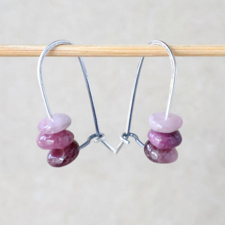Handcrafted Ombre Pink Tourmaline Earrings - October Birthstone