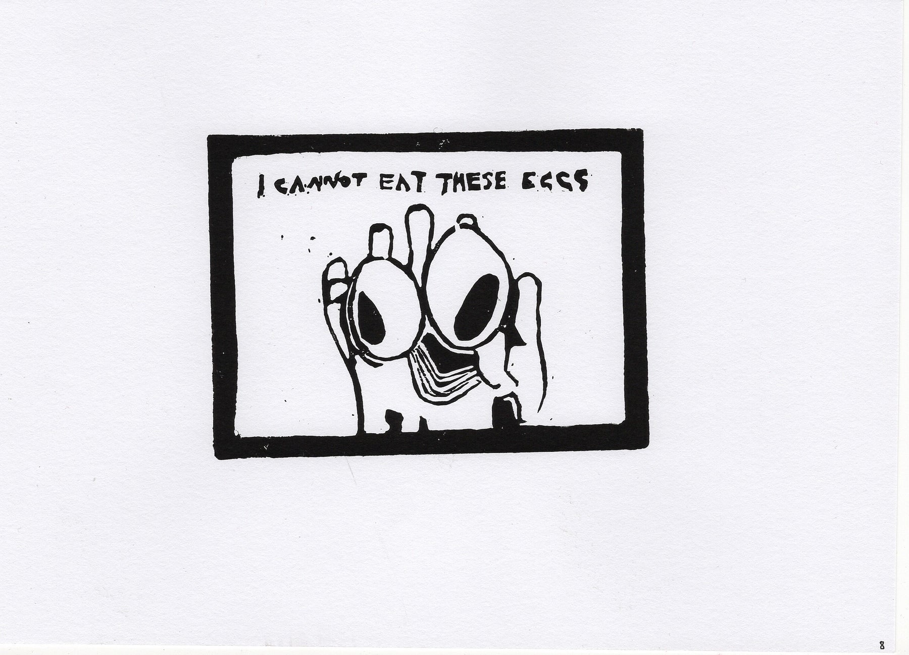 Eggs lino - A6 original lino print