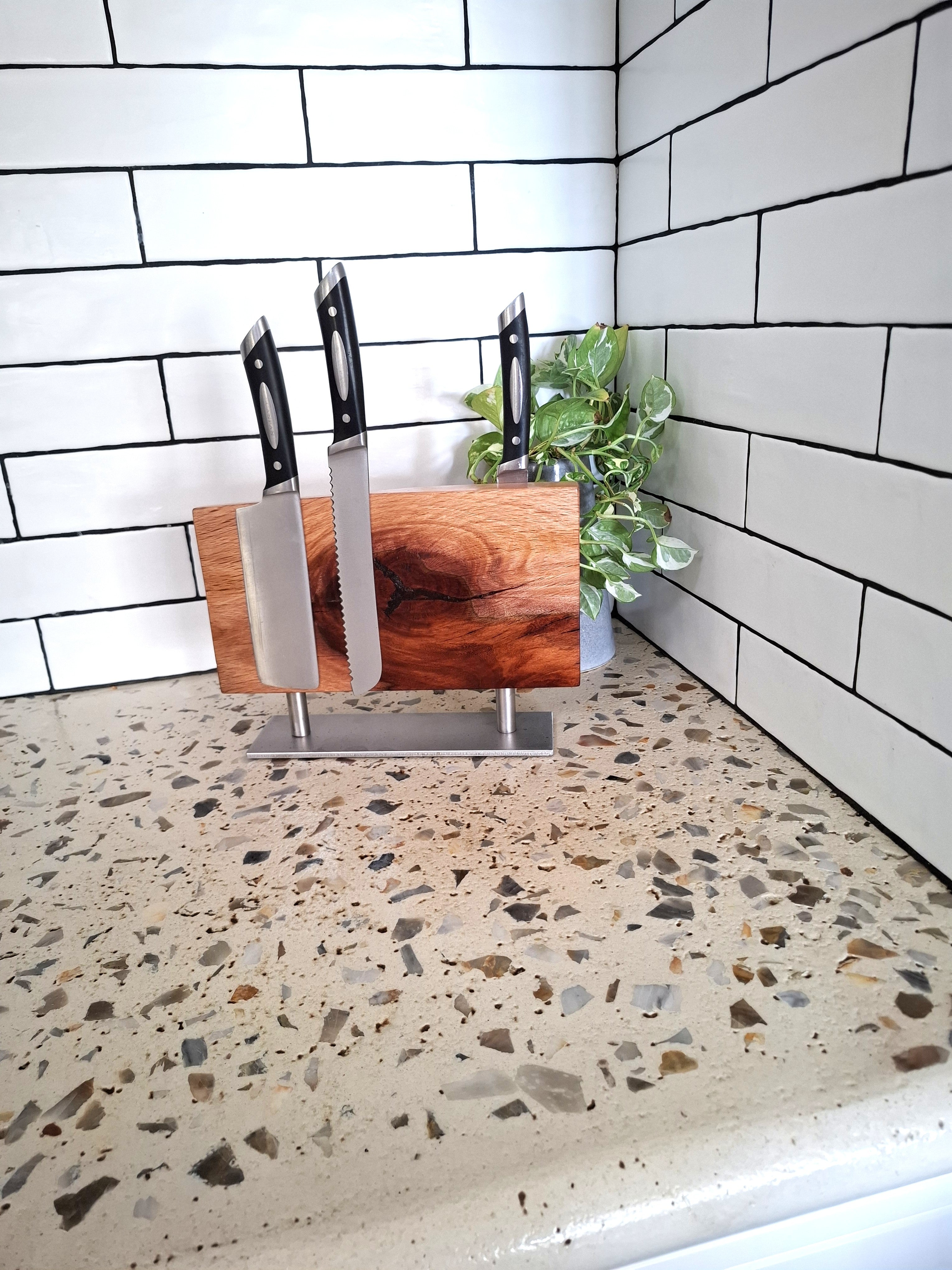 Handmade Wooden Magnetic Knife Block