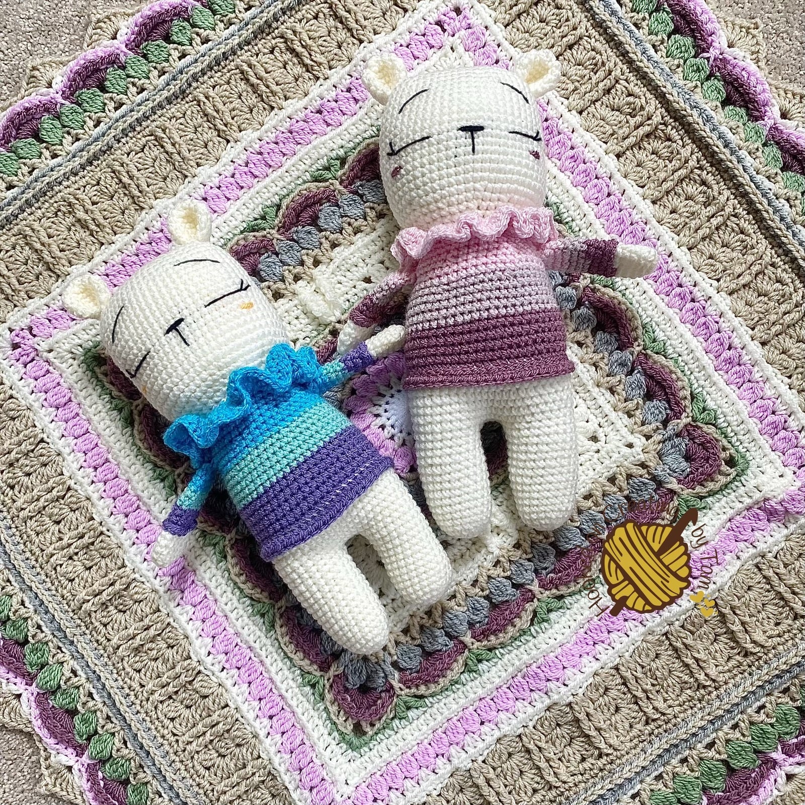 Handmade | Crochet | ‘Berry’ Bear | Comforter | Lovey