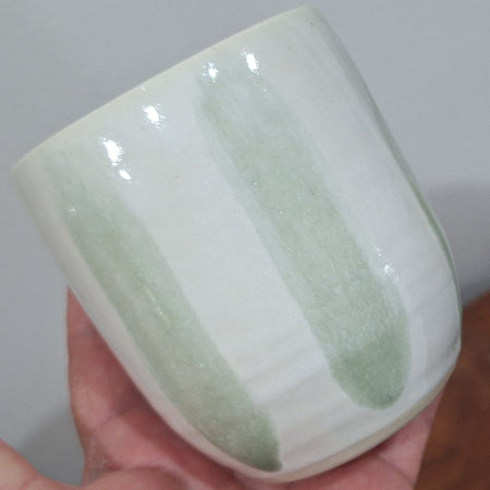 Latte Love - white with green stripes