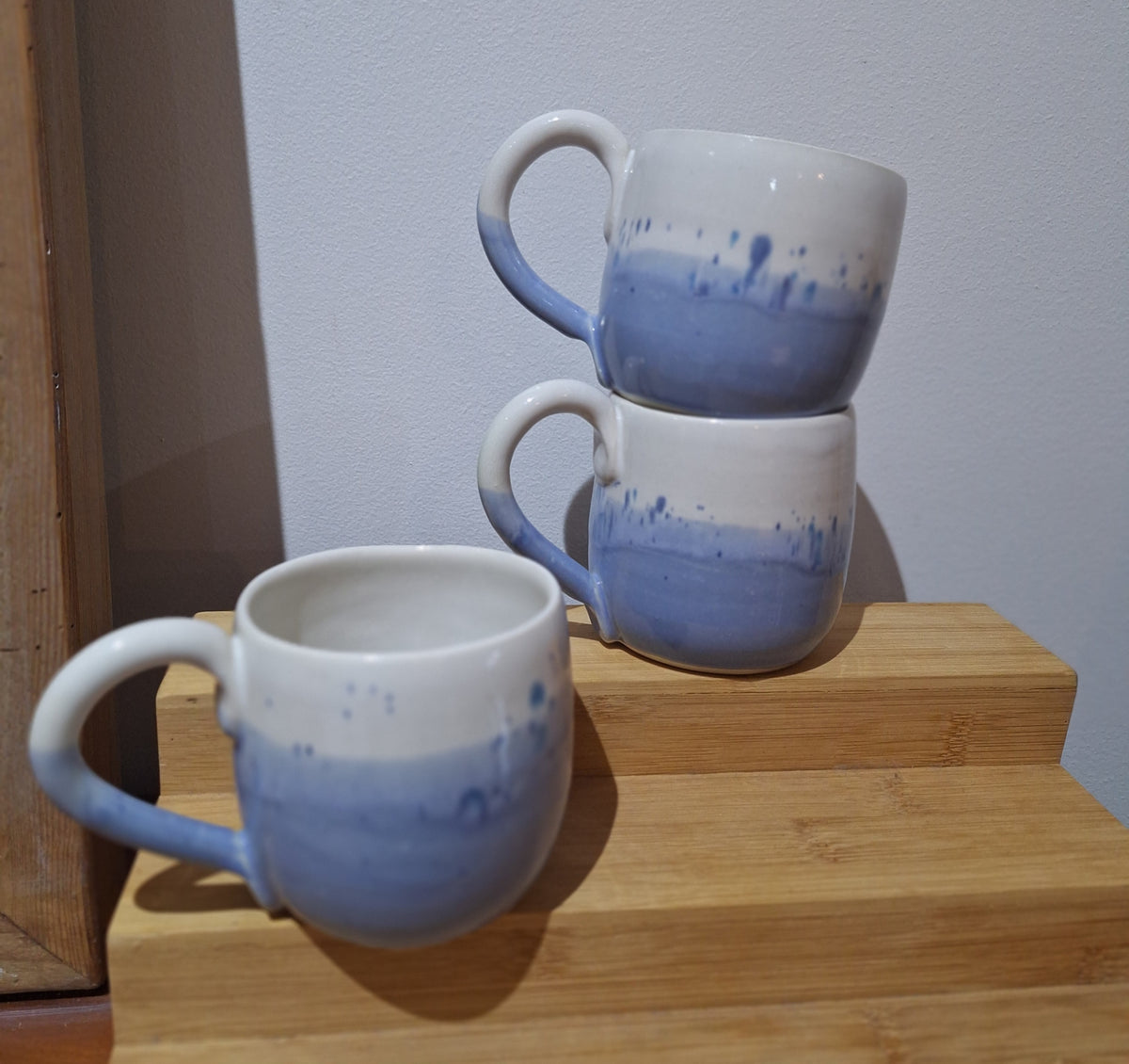 Coffee mug blue with speckles handmade