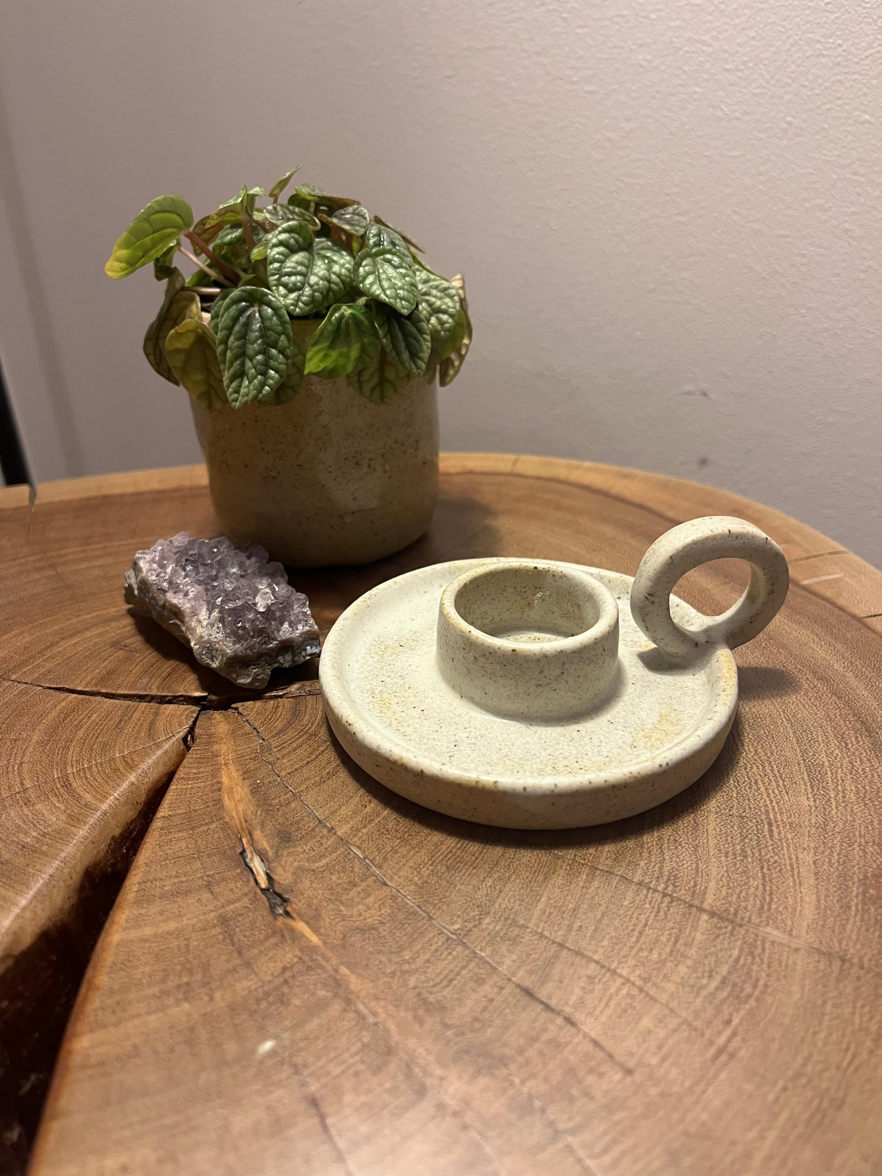 Ceramic White Candlestick Holder