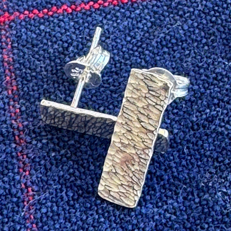 Handcrafted Sterling Silver Hammered Bar Stud Earrings