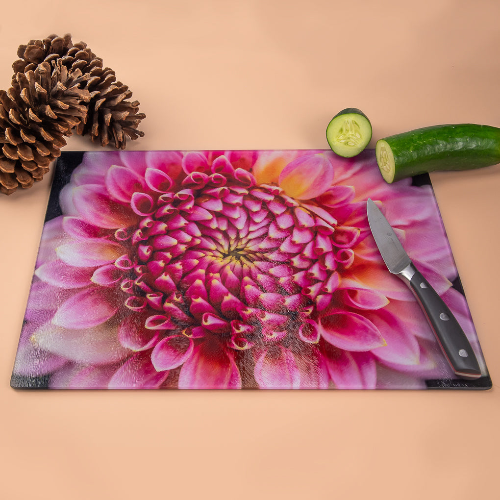 Dahlia Chopping Board - Tempered Glass