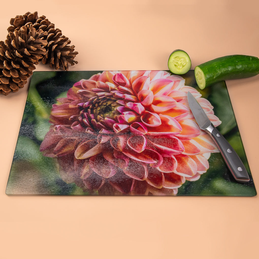 Dahlia Chopping Board - Tempered Glass