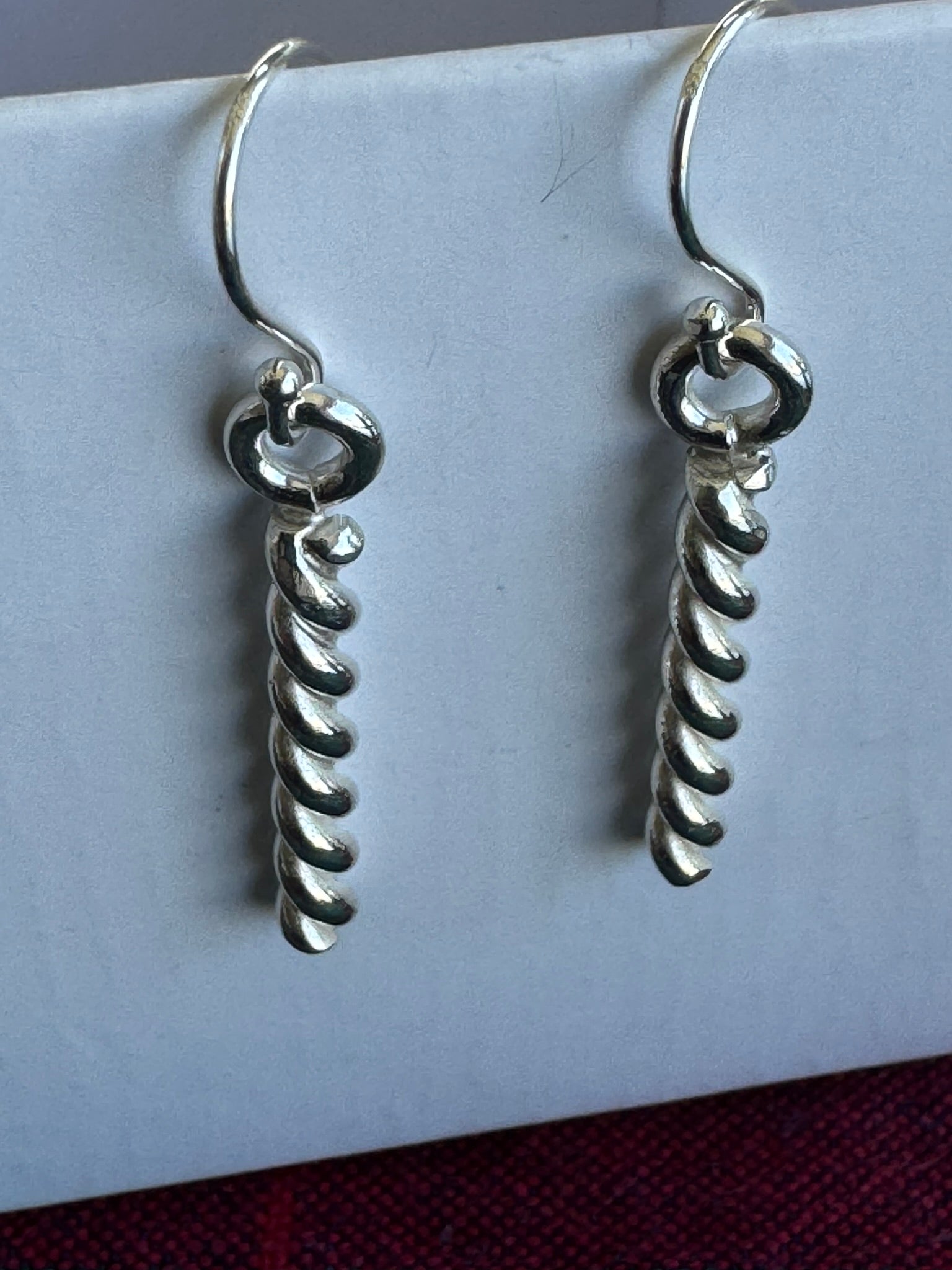 Handcrafted Sterling Silver Twisted Bar Earrings