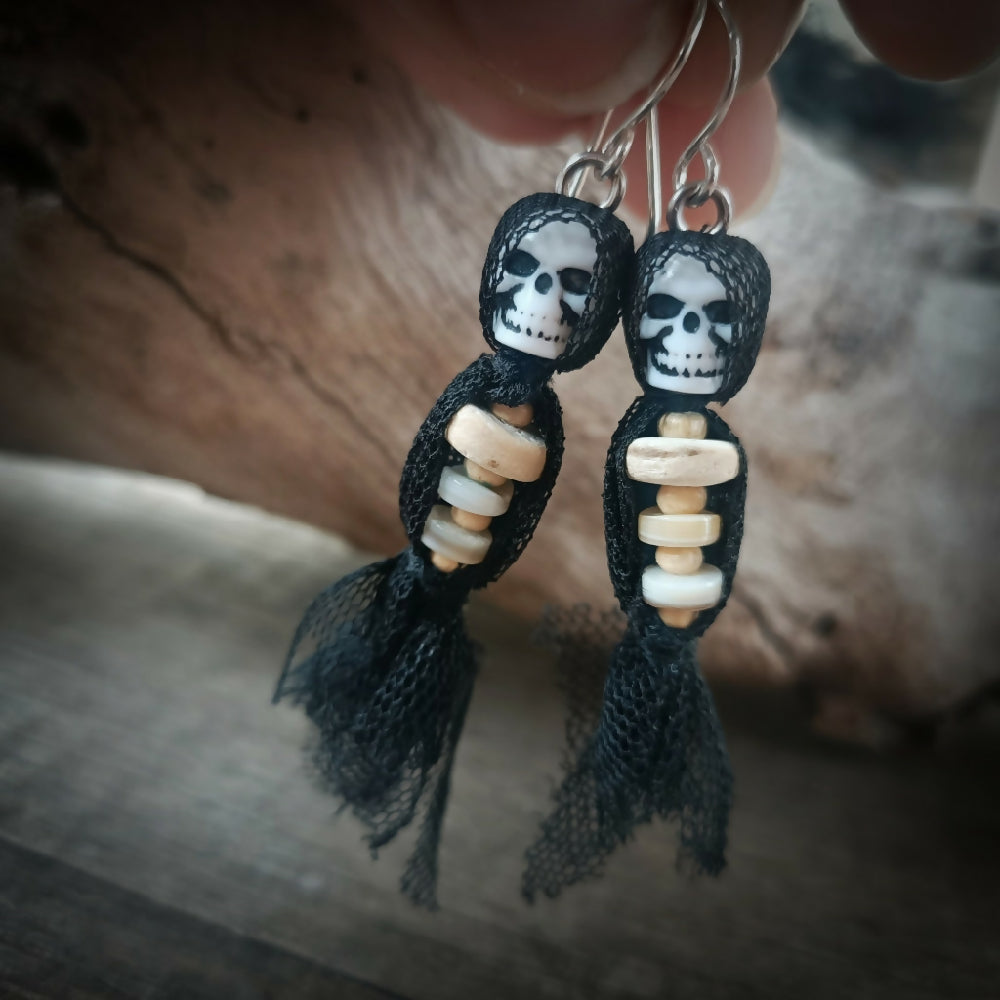 halloween skull face creeper earrings australian handmade dangles