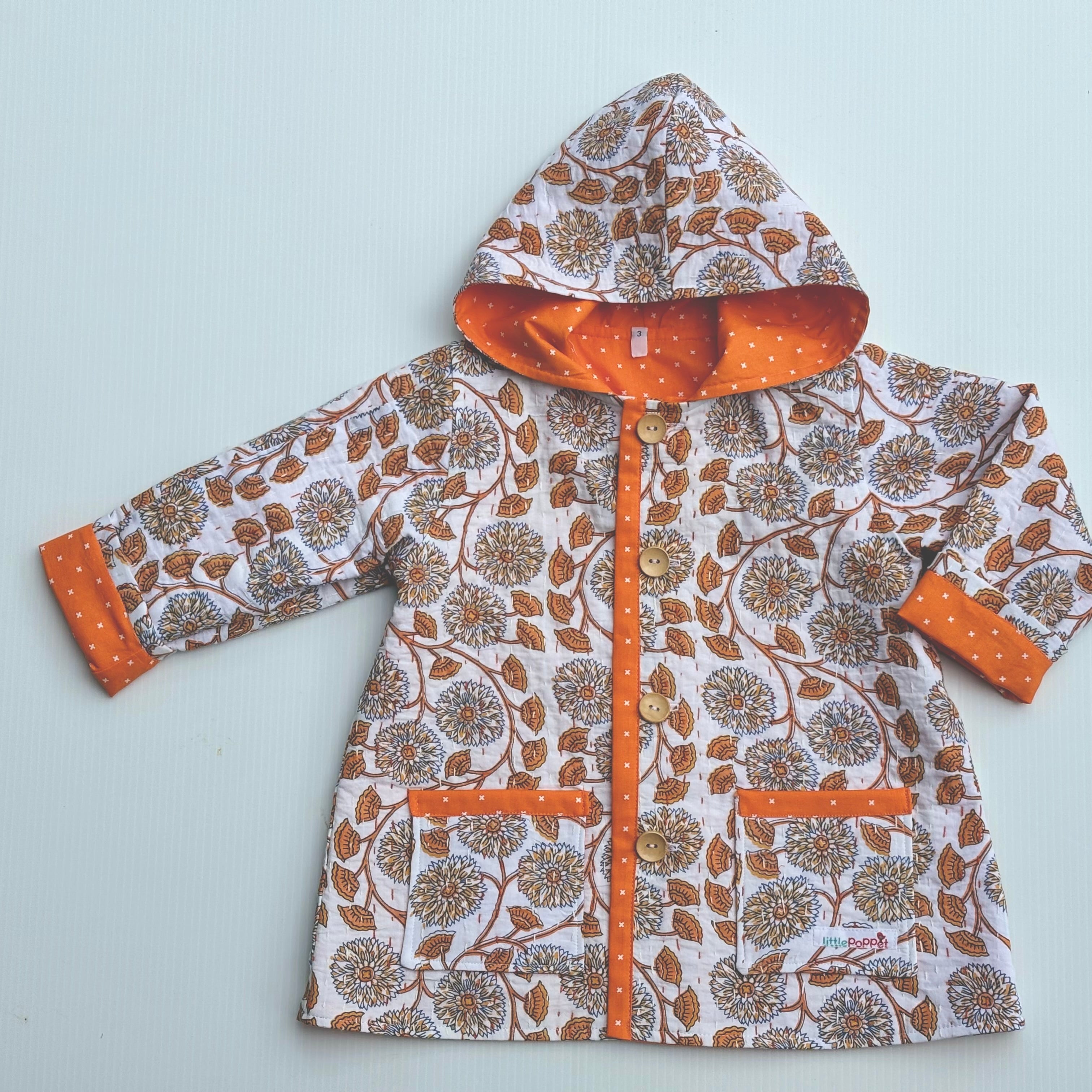 Repurposed Cotton Quilted Jacket with Hood