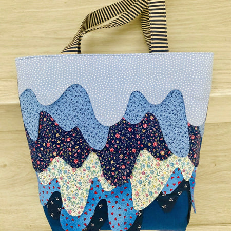 Blue Waves patchwork tote bag