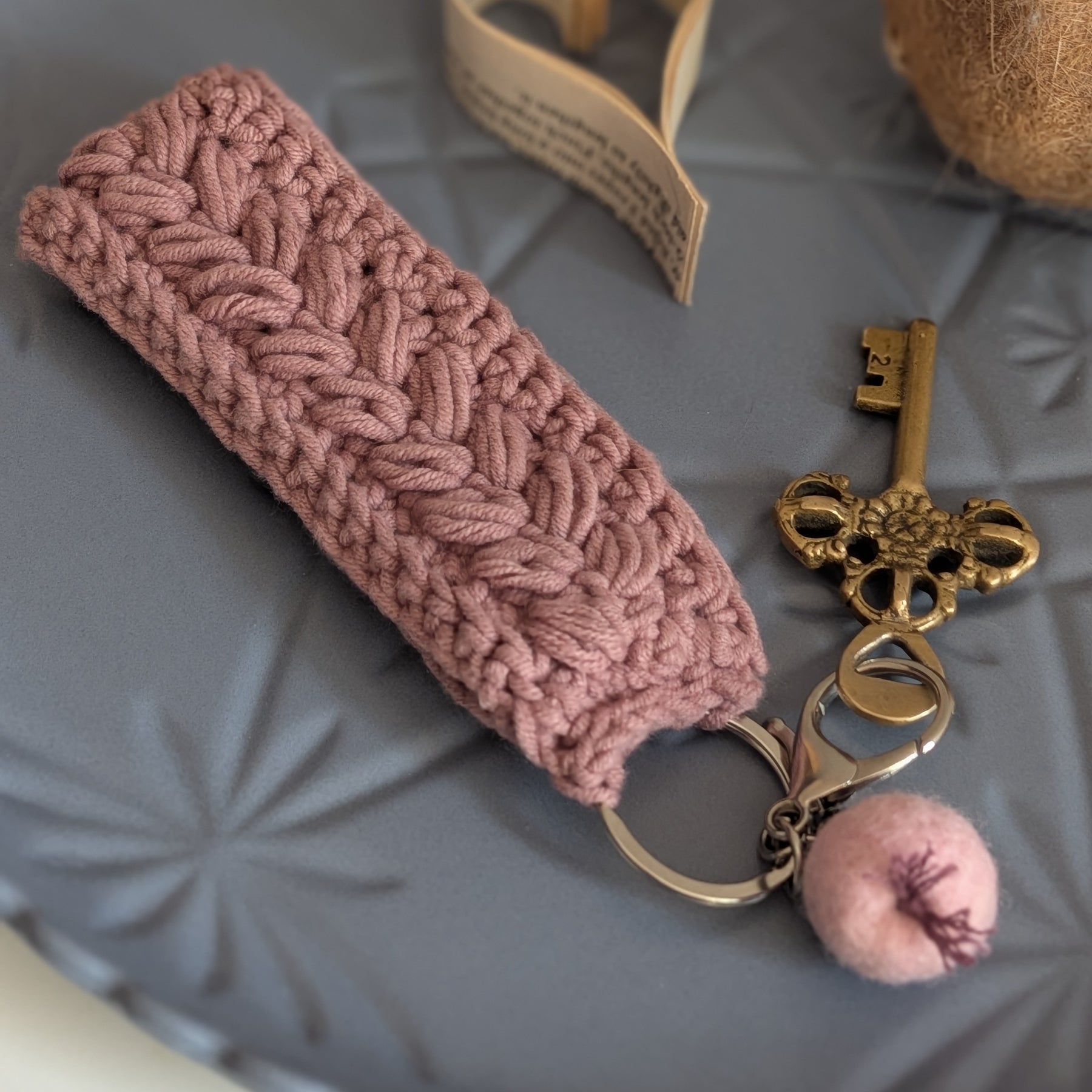 Keychain Bracelet Fob Dusty Pink