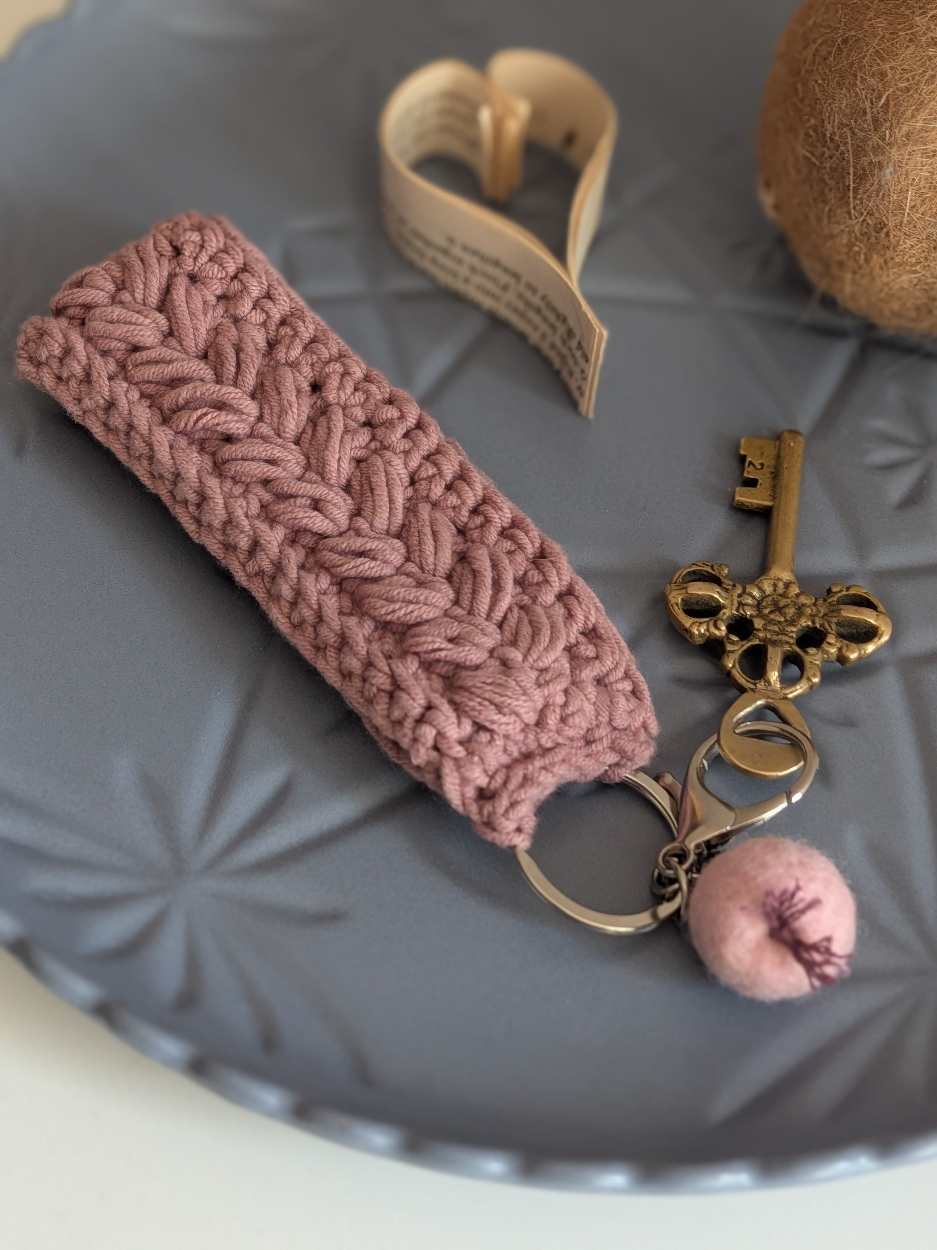 Keychain Bracelet Fob Dusty Pink