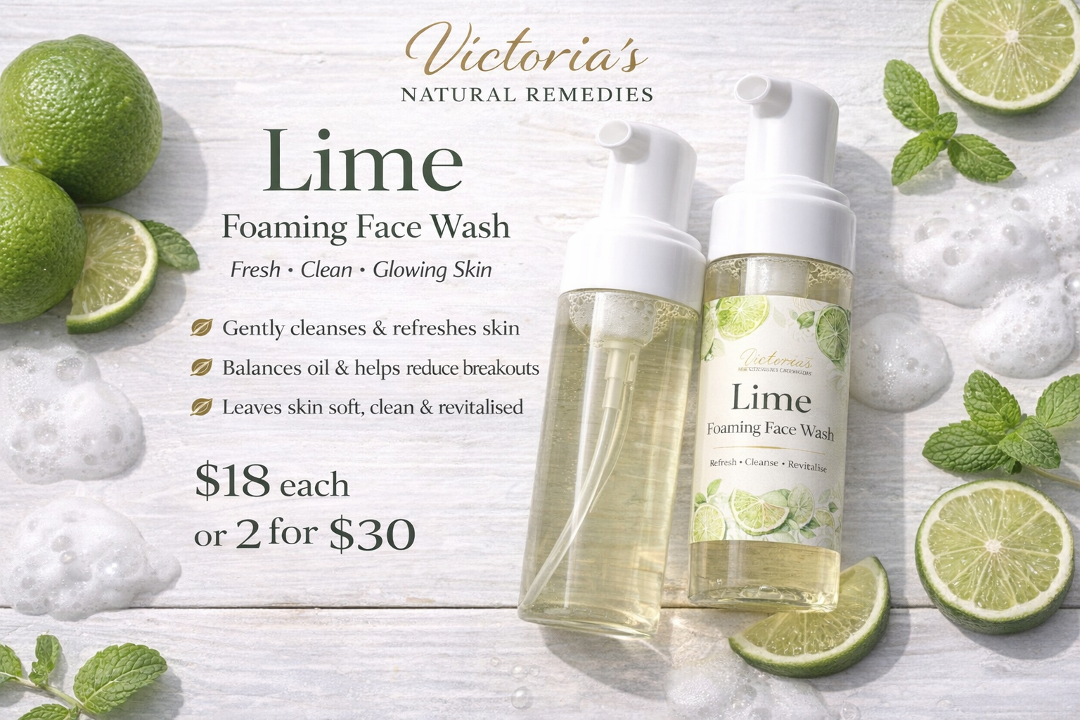 Lime Scented Foaming Face Wash