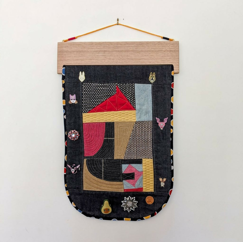 Quilted abstract wall hanging