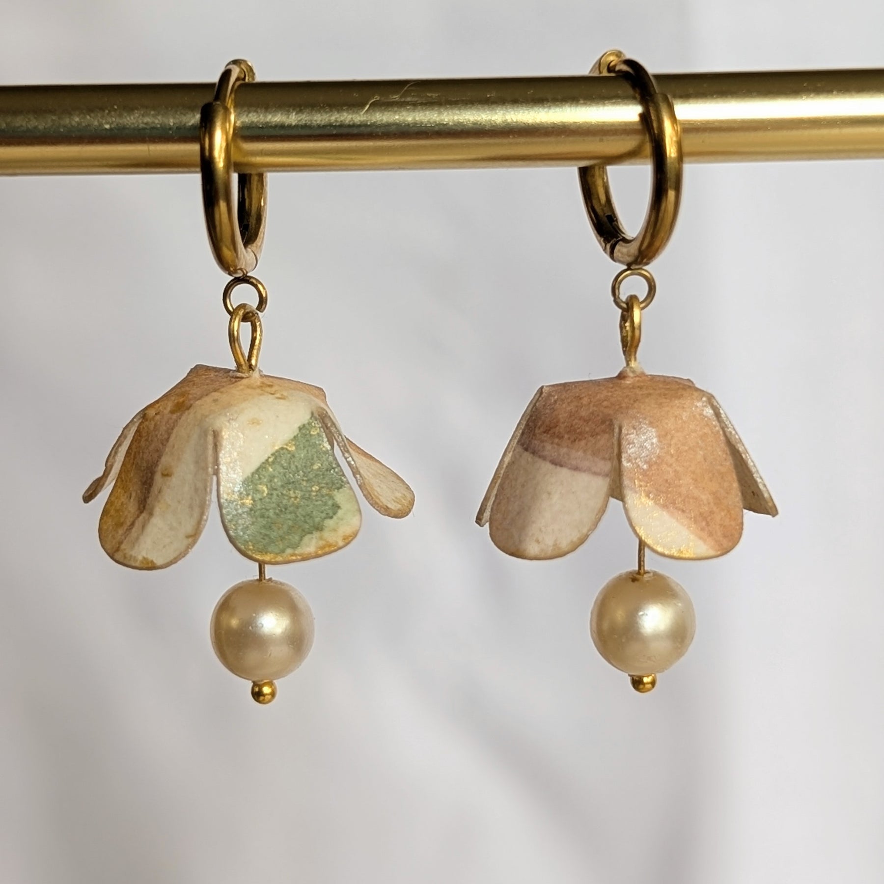 Handmade Paper Floral Earrings, Botanical Hoop Earrings, Eco Friendly Gift